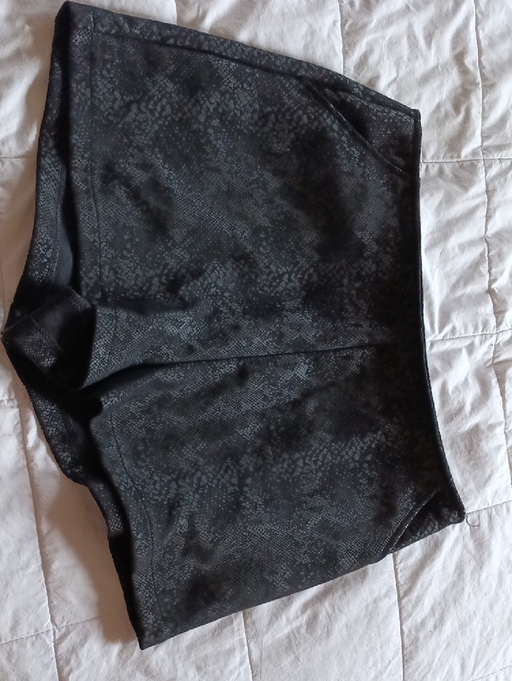 She + Sky Black Snakeskin-Textured Mini Shorts Suedelike Seasonal Boutique Brand